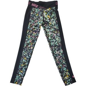 Nike Woman’s Dri fit multicolored black workout leggings size M